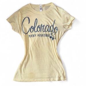 Yellow Graphic Tee M Colorado Rocky Mountains Shirt